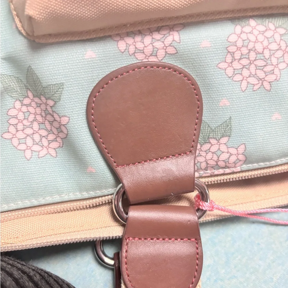 Cream and Sea foam Green Diaper Bag